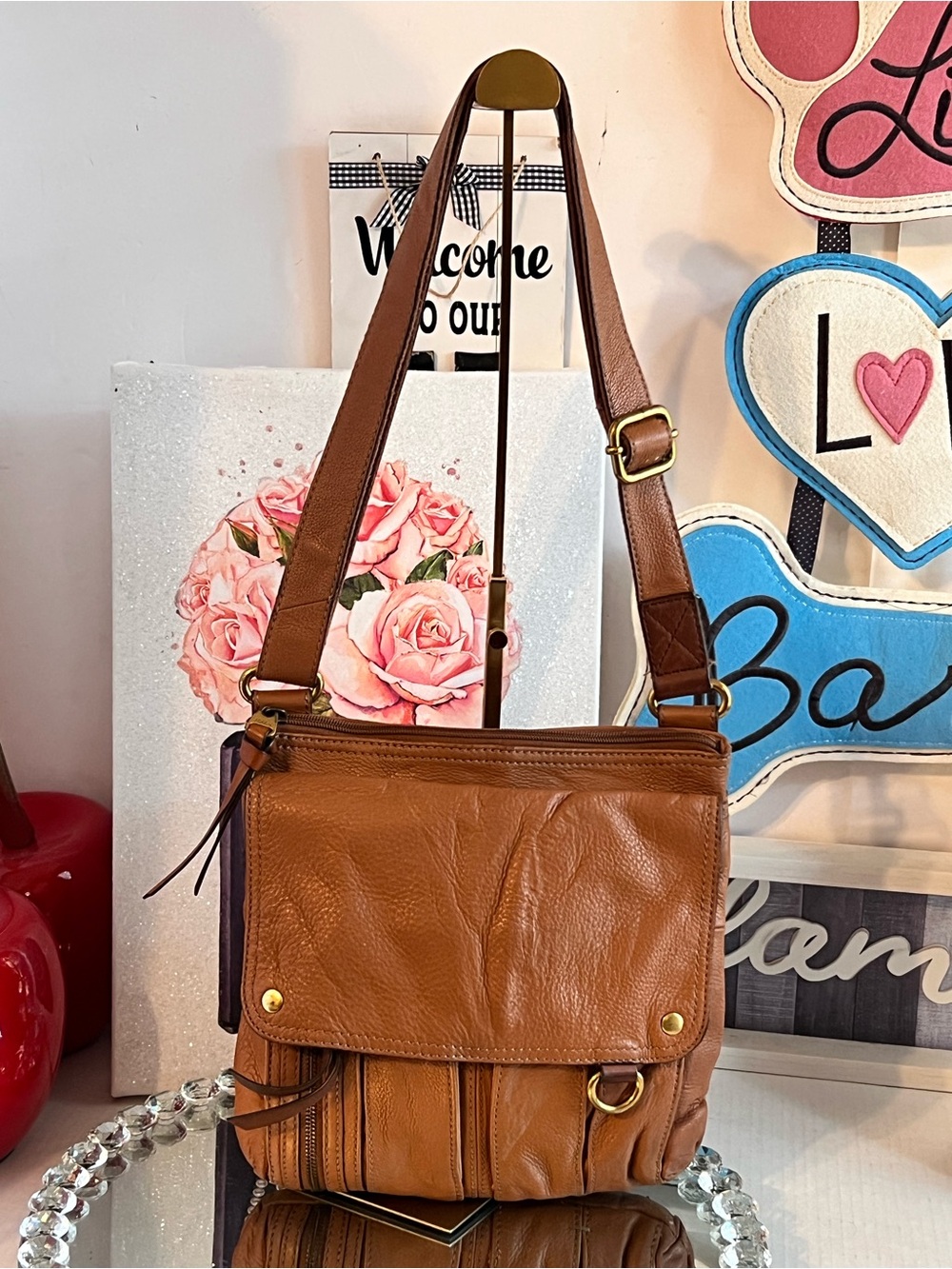 Fossil vintage Brown pebble Leather multiple components Crossbody Bag - Picture 5 of 14